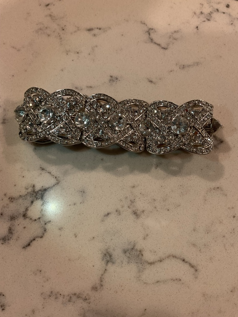 Like New Premier Designs Crystal-Embellished Silver Tone  Stretch Bracelet